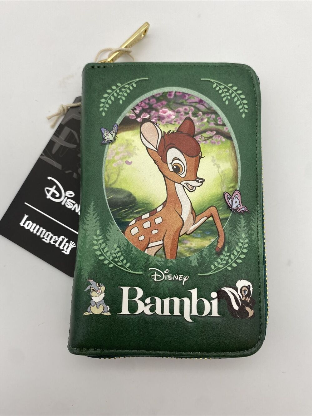 Loungefly Disney Wallet Bambi Classic Books Cover Zip Clutch w Thumper & Flower